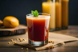 une verre de jus avec une garnir. généré par ai photo