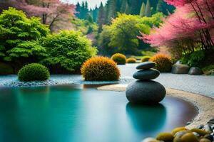 Japonais jardin, Japonais jardin, Japonais jardin, Japonais jardin. généré par ai photo