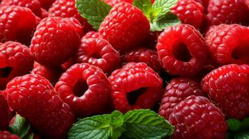 Haut vue de Frais framboise tranche Contexte sur blanc Contexte. ai généré. photo