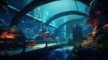 aqua scape dans une haute technologie sous-marin habitat, ai génératif photo