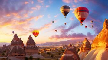 chaud air ballon plus de le la cappadoce ciel génératif ai photo