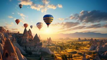 chaud air ballon plus de le la cappadoce ciel génératif ai photo