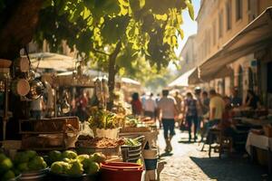 une photo de une animé rue marché dans Rome ai génératif