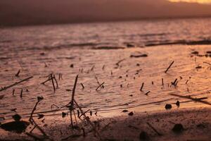 magnifique d'or le coucher du soleil sur le Lac photo