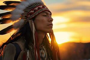 originaire de américain homme Indien tribu portrait photo