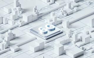 6g concept et La technologie arrière-plan, 3d le rendu. photo