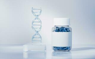 médicament et ADN avec la biologie concept, 3d le rendu. photo
