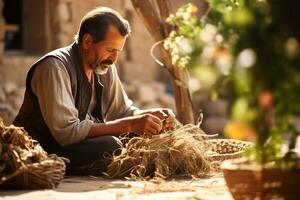 talentueux traditionnel artisans sont fabrication artisanat ai génératif photo