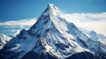 une parfait neige couvert Montagne de pointe ai génératif photo