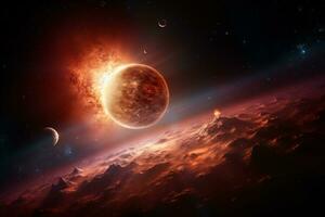 une Nouveau planète loin à l'extérieur le solaire système ai génératif photo