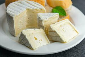 doux fromage dans blanc moule délicieux crémeux goût en bonne santé en mangeant cuisine apéritif repas nourriture casse-croûte sur le table copie espace nourriture Contexte rustique Haut vue photo