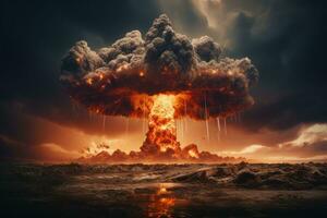 champignon nuage de une catastrophique nucléaire détruire, ai génératif photo