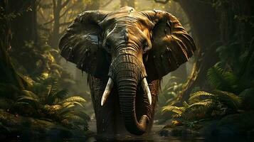 africain l'éléphant dans le forêt, ai généré photo