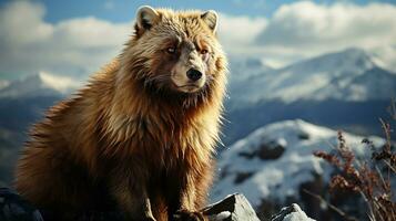 un animal née à une ours et une loup, ai généré photo