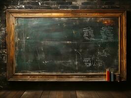 vieux école tableau noir avec craie, ai généré photo