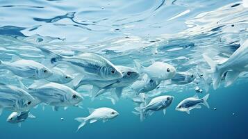 une lot de poisson dans le aquarium, ai généré photo