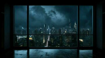 paysage urbain à nuit sur le bâtiment vue de ai généré photo