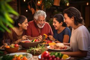 joyeux hispanique patrimoine famille rassemblement instantané - ai généré photo