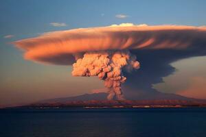 la nature catastrophe volcanique éruption ai généré photo