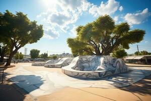 situation sur skatepark arène dans le ville ai généré photo