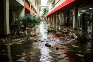 situation inondation dans centre commercial départ scénarios professionnel La publicité la photographie ai généré photo