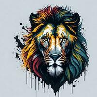 coloré Lion visage logo photo