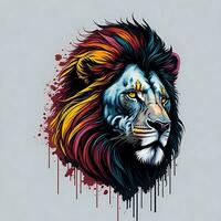 coloré Lion visage logo photo