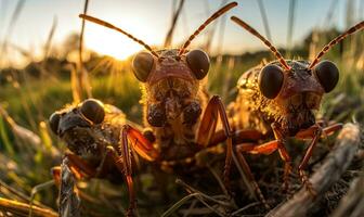 se plonger dans le monde de Bugs avec une fascinant macrophotographie selfie. création en utilisant génératif ai outils photo