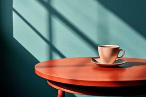 tasse de café sur table avec Matin lumière du soleil. génératif ai photo
