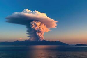 la nature catastrophe volcanique éruption ai généré photo