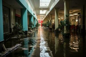 situation inondation dans centre commercial départ scénarios professionnel La publicité la photographie ai généré photo