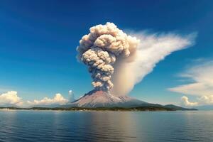 la nature catastrophe volcanique éruption ai généré photo