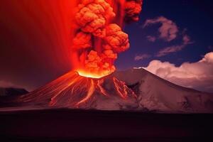 la nature catastrophe volcanique éruption ai généré photo