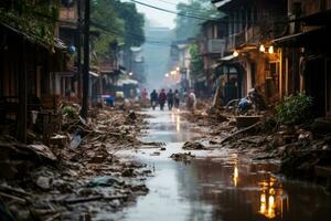 situation inondation dans taudis départ scénarios professionnel La publicité la photographie ai généré photo