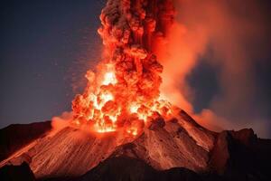 la nature catastrophe volcanique éruption ai généré photo