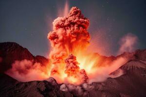 la nature catastrophe volcanique éruption ai généré photo