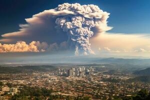 la nature catastrophe volcanique éruption ai généré photo