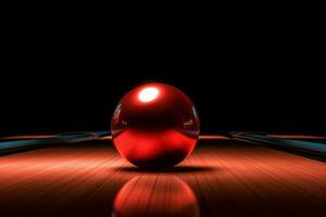 bowling Balle fermer roulant. produire ai photo