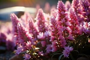 fleur champ dans lumière du soleil printemps ou été jardin professionnel La publicité la photographie ai généré photo