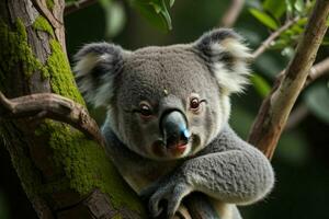 koala dans une arbre. Contexte. ai génératif pro photo