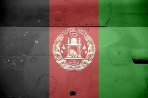afghanistan drapeau représenté sur côté partie de militaire blindé hélicoptère fermer. armée les forces avion conceptuel Contexte photo