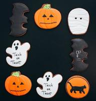 maman, chauve souris, citrouille, fantôme, biscuits chat noir pour halloween photo