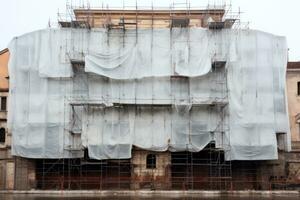 une bâtiment couvert dans blanc feuille . ai génératif photo