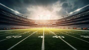 ai génératif 3d rendre de une grand Football stade avec une vert herbe champ photo