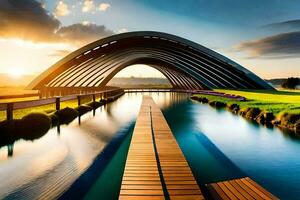 le pont est une pont cette des croix le l'eau. généré par ai photo