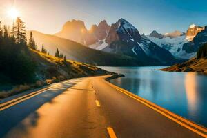 le route à le montagnes. généré par ai photo