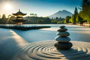 le Zen jardin de Kyoto. généré par ai photo