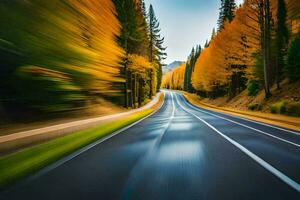 une route dans le automne. généré par ai photo