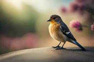 photo fond d'écran le ciel, oiseau, fleurs, le soleil, oiseau, fleurs, le ciel,. généré par ai