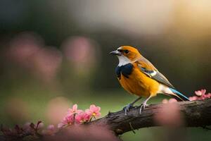 photo fond d'écran le ciel, oiseau, fleurs, printemps, le soleil, oiseau, oiseau, oiseau. généré par ai